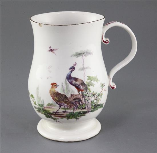 A large Derby baluster shaped mug, c.1760, 17cm, slight faults